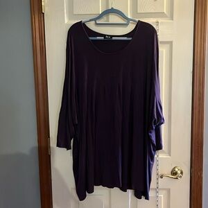 MiB collection-size K (6X)-purple-3/4 sleeve, pleaded, blouse, top, shirt